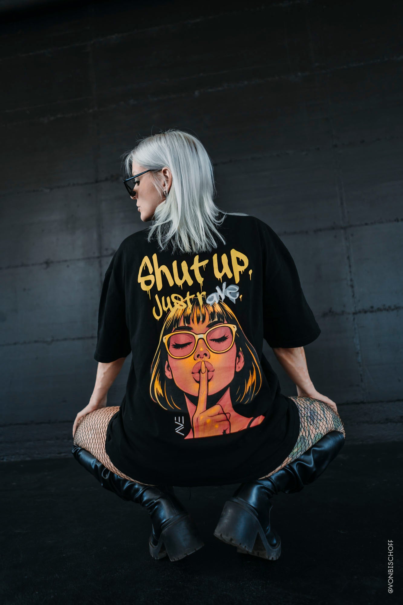 AVE | SHUT UP | Heavy Cotton oversized T-Shirt | Backprint