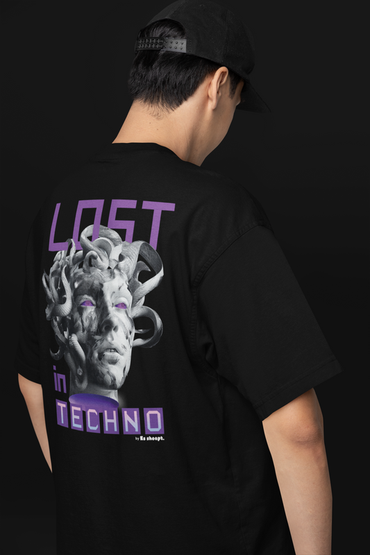 LOST IN TECHNO | Heavy Cotton oversized T-Shirt | Backprint