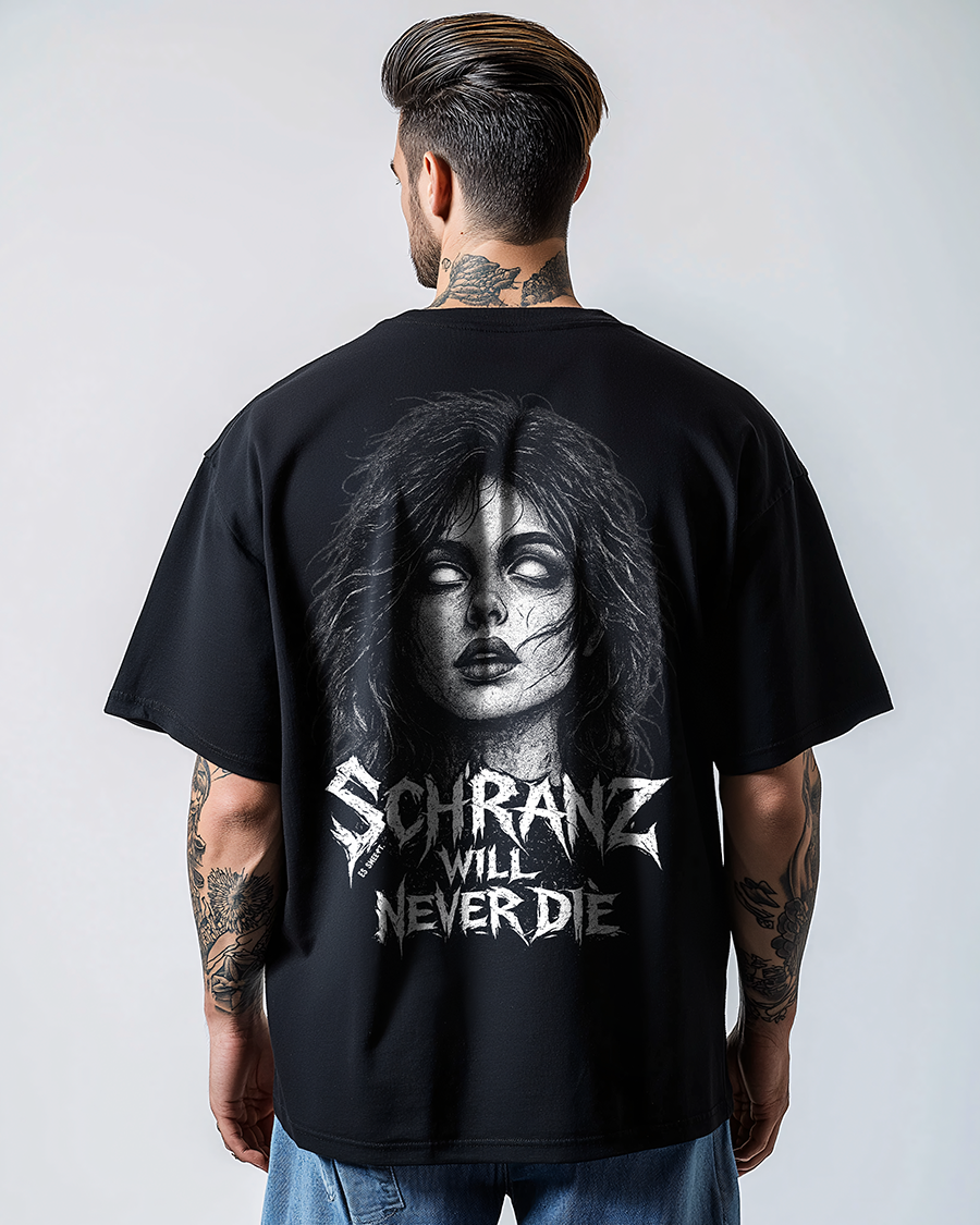 Schranz will never die | Heavy Cotton oversized T-Shirt | Backprint