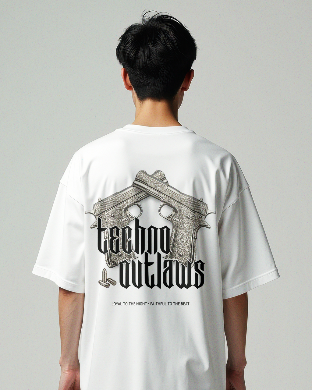 TECHNO OUTLAWS | Heavy Cotton oversized T-Shirt |  Backprint