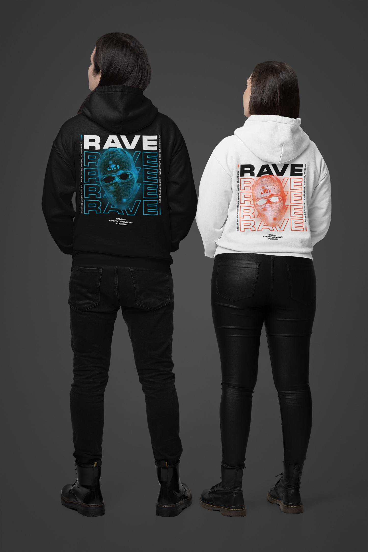 SICK RAVE | Heavy Cotton oversized Hoodie | Backprint