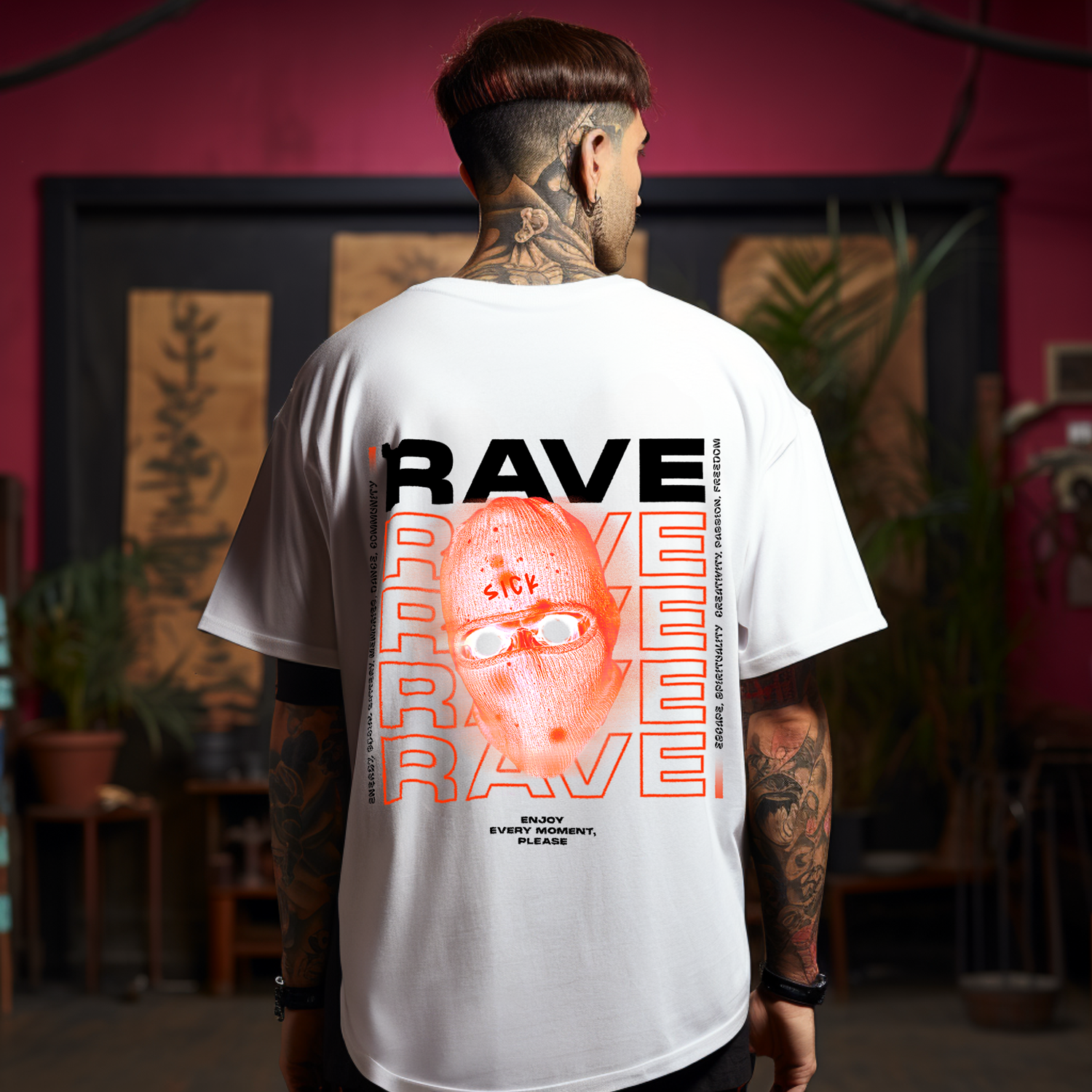 SICK RAVE | Heavy Cotton oversized T-Shirt | Backprint