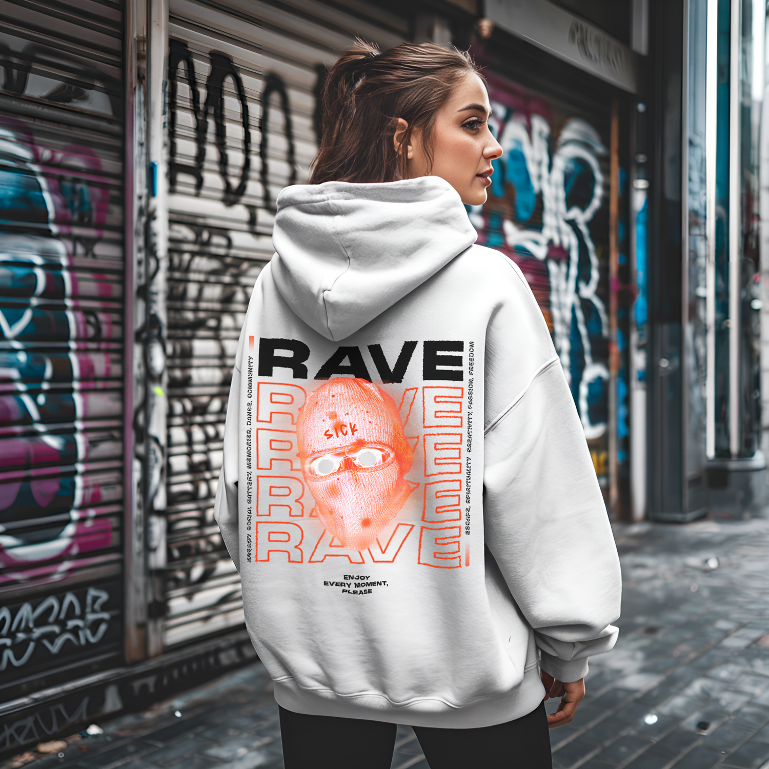 SICK RAVE | Heavy Cotton oversized Hoodie | Backprint