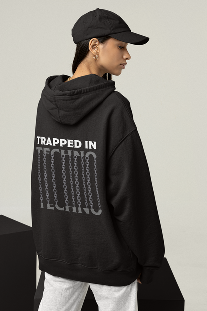 Trapped in Techno | Heavy cotton oversized hoodie | Backprint